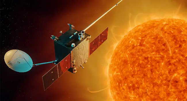 A satellite approaches the sun