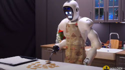 A Robot baking cookies