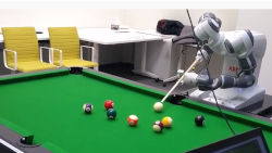 A Robot Playing Billiards
