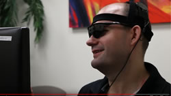 blind person wearing camera glasses