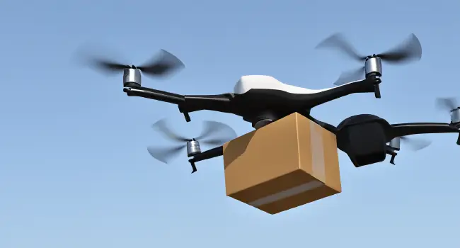 Delivery drone carrying a package