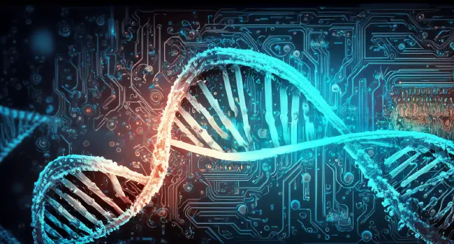 DNA connected to a circuit board