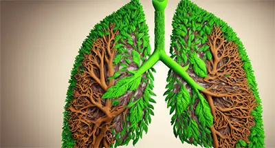 Regenerative medicine growing organs. Image is of trees from above in shape of human lungs.