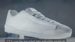 A closeup of a white tennis shoe