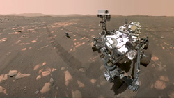 A photo of the Perseverance Rover on mars
