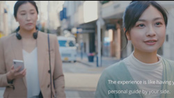 A device worn around the neck to help guide you to your destination while walking